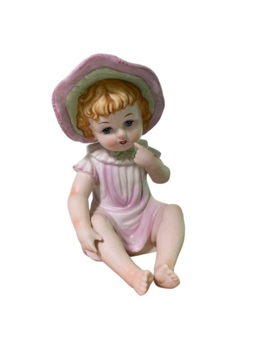 Vintage KPM Porcelain Baby Girl Toddler in Hat Figurine 7" x 5" Made in Japan